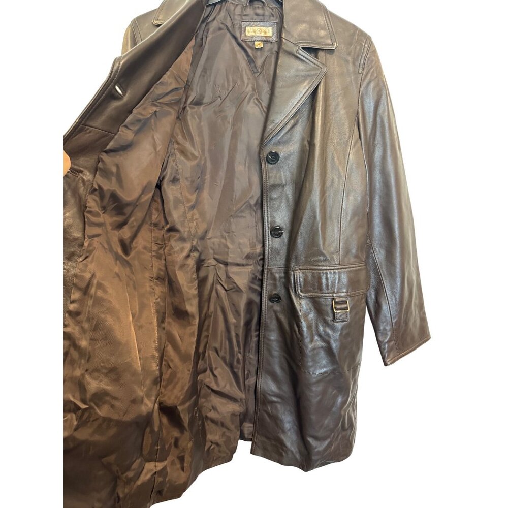 Wilsons Leather Brown Medium Womens Button-Up Coat With Pockets & Belt Detail - Picture 7 of 8